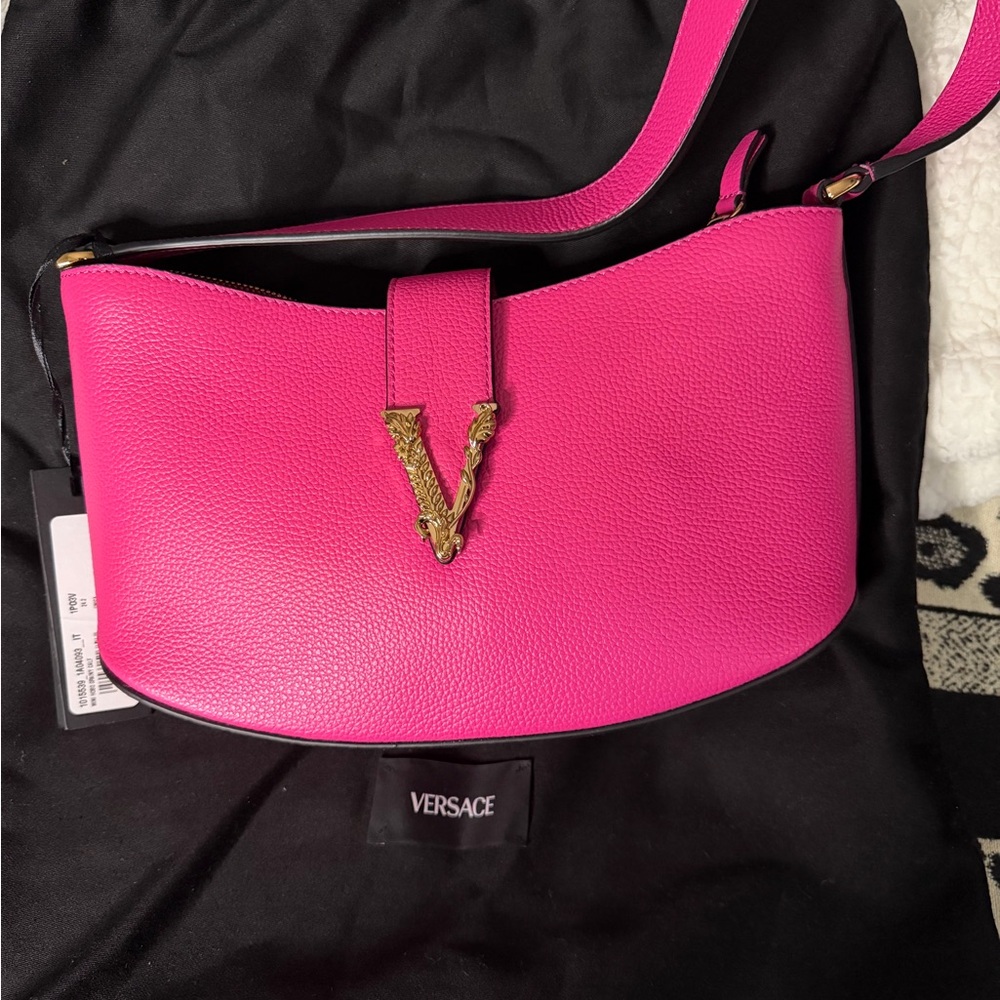 Versace Virtus small leather shoulder bag